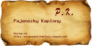 Pajenszky Kaplony névjegykártya